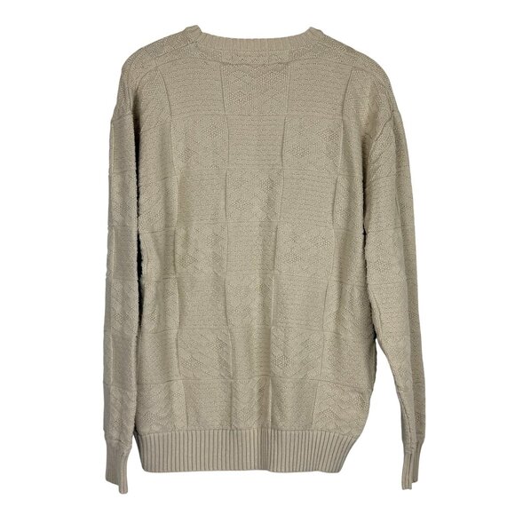 Vtg Northern Golf Elements Sweater Sz Large Beige Textured Knit Plaid Golf Bag - Picture 7 of 7